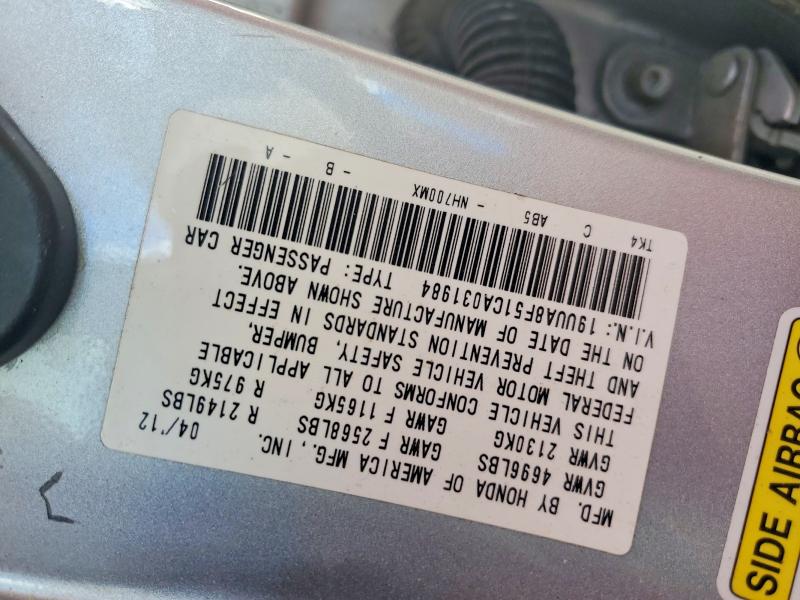 Aukcja sprzedaży 2012 Acura Tl, vin: 19UUA8F51CA031984, numer aukcji: 67410386