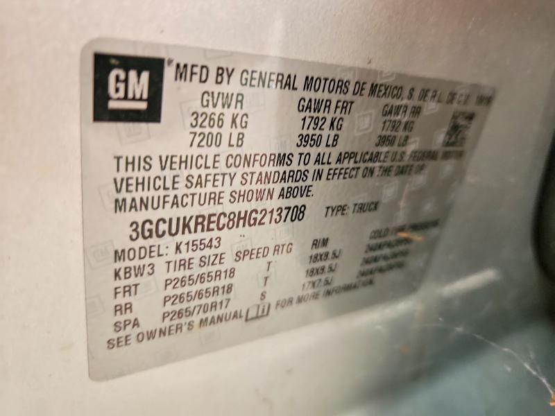 67983336 :رقم المزاد ، 3GCUKREC8HG213708 vin ، 2017 Chevrolet Silverado مزاد بيع