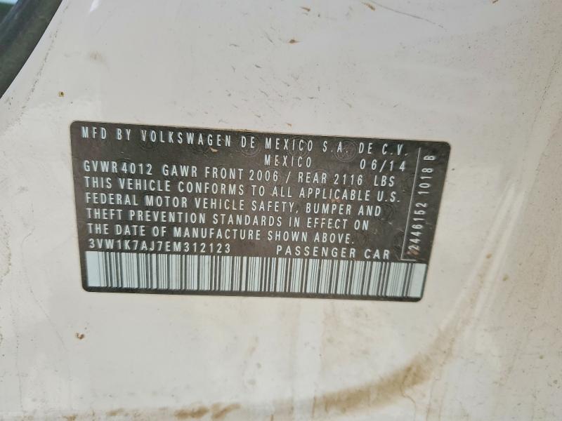 Aukcja sprzedaży 2014 Volkswagen Jetta, vin: 3VW1K7AJ7EM312123, numer aukcji: 70902866