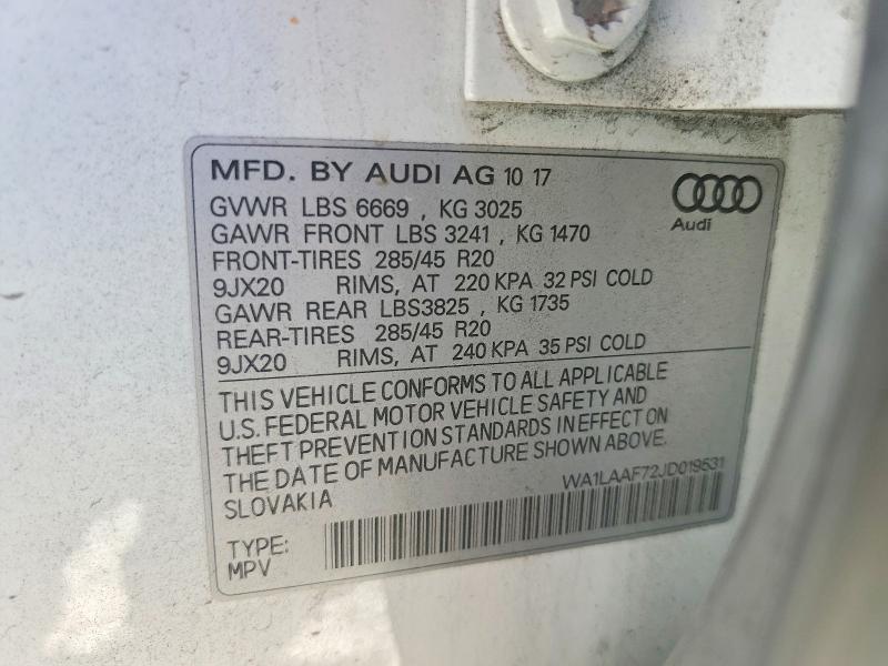 Продажа на аукционе авто 2018 Audi Q7, vin: WA1LAAF72JD019531, номер лота: 70834756
