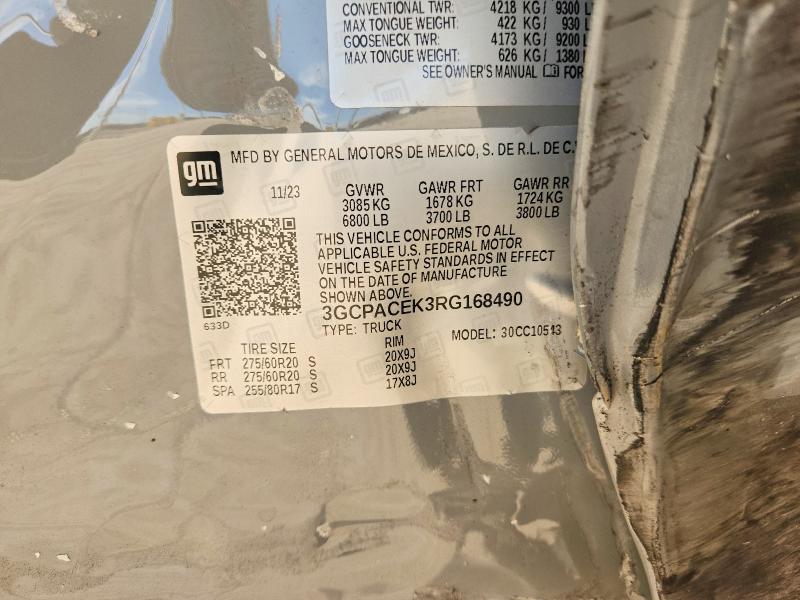 Продаж на аукціоні авто 2024 Chevrolet Silverado, vin: 3GCPACEK3RG168490, номер лоту: 67811366