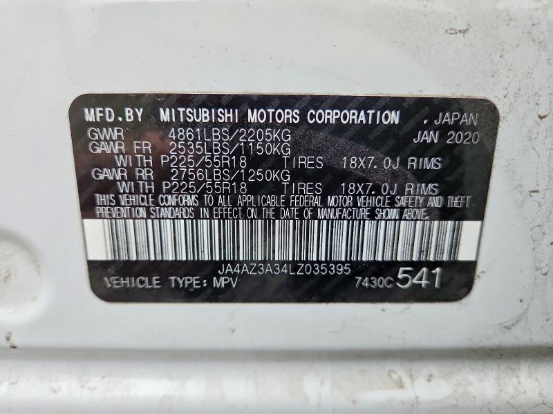 68039116 :رقم المزاد ، JA4AZ3A34LZ035395         vin ، 2020 Mitsubishi Outlander مزاد بيع
