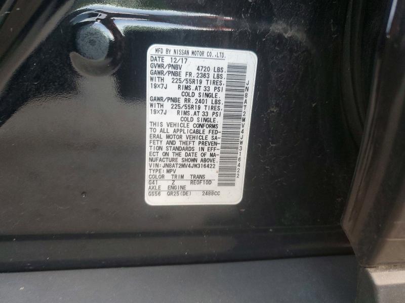 69874086 :رقم المزاد ، JN8AT2MV4JW316422 vin ، 2018 Nissan Rogue مزاد بيع