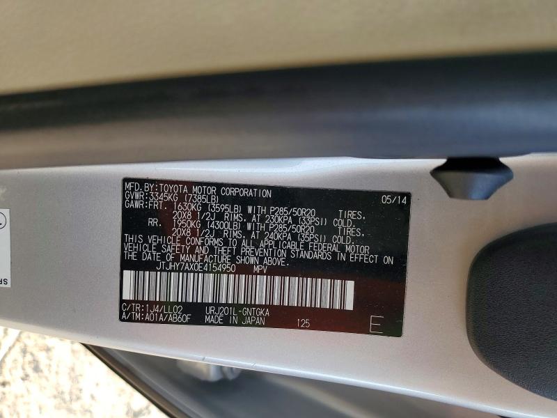 Aukcja sprzedaży 2014 Lexus Lx, vin: JTJHY7AX0E4154950, numer aukcji: 69983006