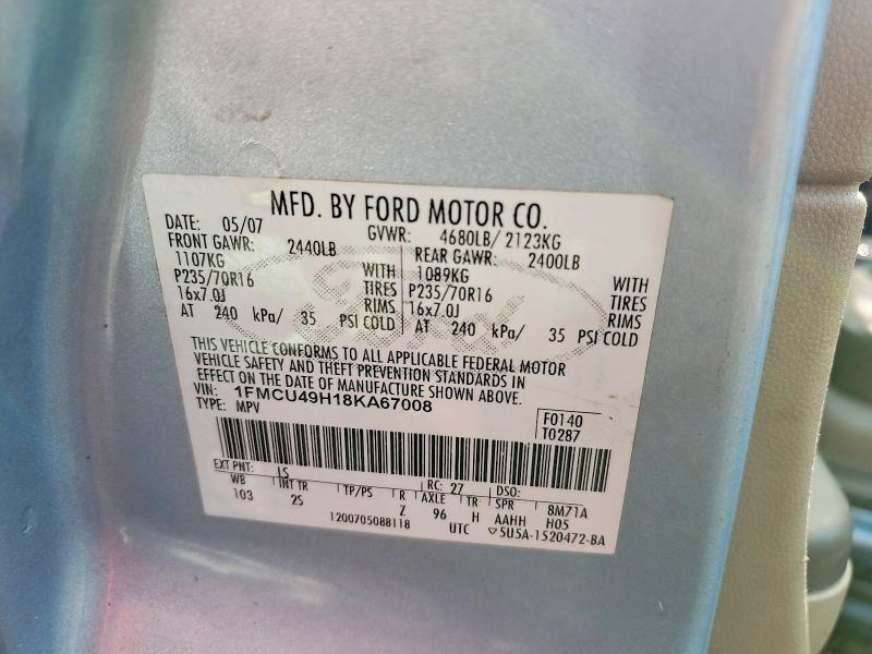 Продаж на аукціоні авто 2008 Ford Escape, vin: 1FMCU49H18KA67008, номер лоту: 70326176
