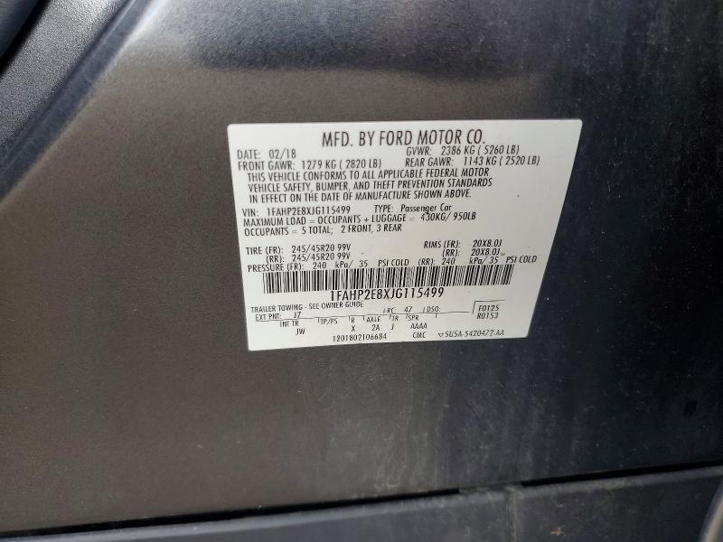 Продаж на аукціоні авто 2018 Ford Taurus, vin: 1FAHP2E8XJG115499, номер лоту: 68048296