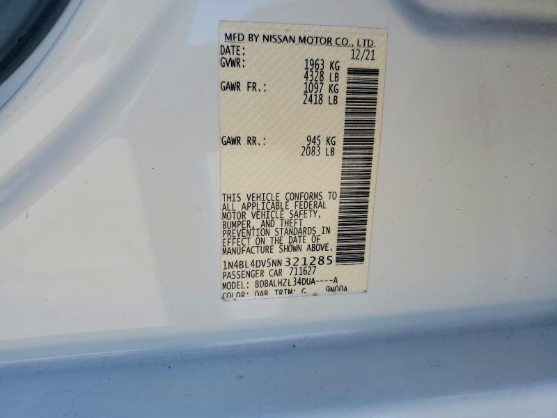 Продажа на аукционе авто 2022 Nissan Altima, vin: 1N4BL4DV5NN321285, номер лота: 67684276