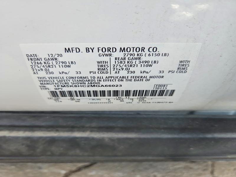 Продаж на аукціоні авто 2021 Ford Explorer, vin: 1FM5K8HC2MGA66023, номер лоту: 68176616