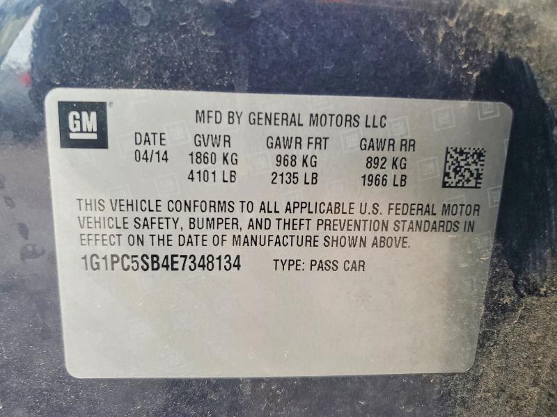71072996 :رقم المزاد ، 1G1PC5SB4E7348134 vin ، 2014 Chevrolet Cruze مزاد بيع