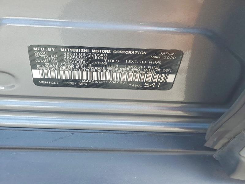 Aukcja sprzedaży 2020 Mitsubishi Outlander, vin: JA4AZ3A31LZ040604, numer aukcji: 68967996