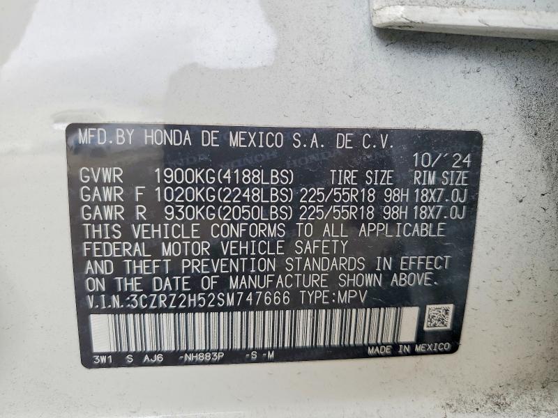 68041646 :رقم المزاد ، 3CZRZ2H52SM747666 vin ، 2025 Honda Hr-v مزاد بيع