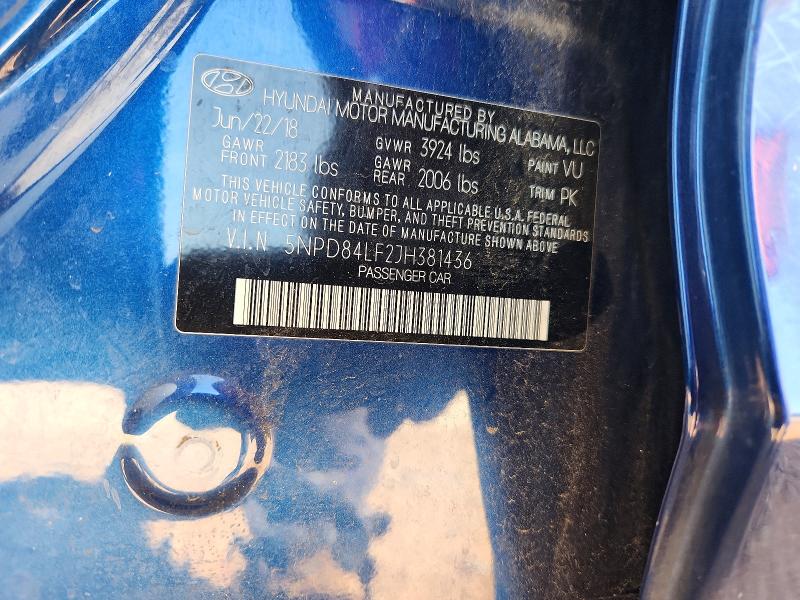 2018 Hyundai Elantra მანქანა იყიდება აუქციონზე, vin: 5NPD84LF2JH381436, აუქციონის ნომერი: 67659346