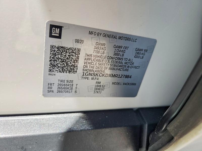 67161046 :رقم المزاد ، 1GNSKCKDXMR127884 vin ، 2021 Chevrolet Suburban مزاد بيع