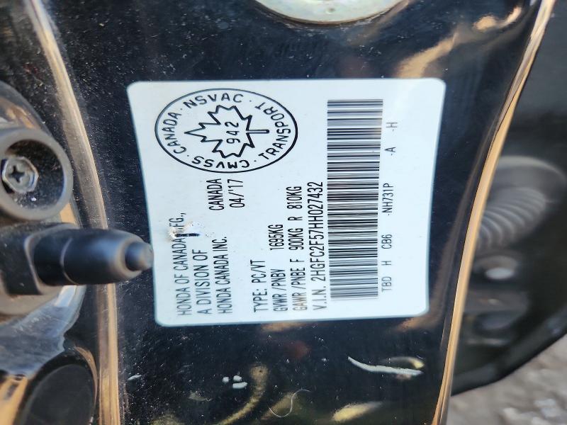 Продаж на аукціоні авто 2017 Honda Civic, vin: 2HGFC2F57HH027432, номер лоту: 67671986