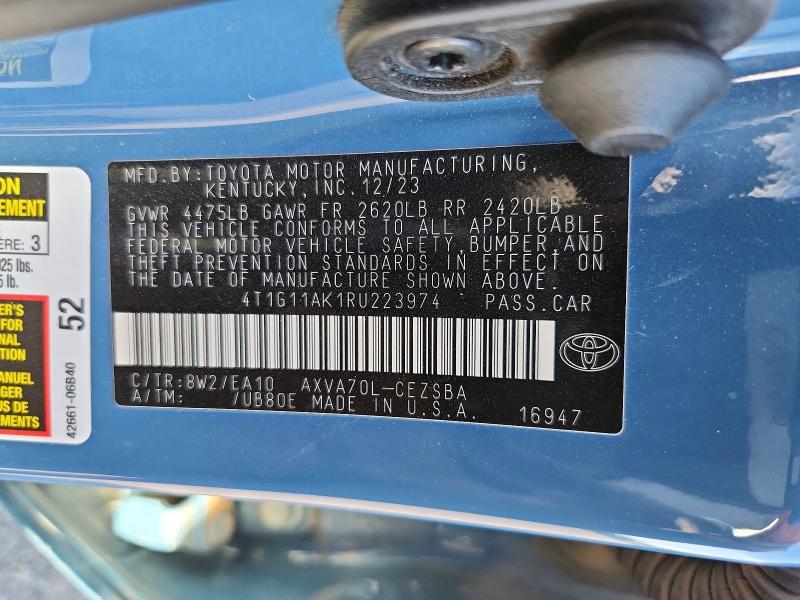 Продаж на аукціоні авто 2024 Toyota Camry, vin: 4T1G11AK1RU223974, номер лоту: 70449926