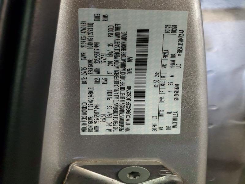69542816 :رقم المزاد ، 1FMCU9GX2FUC62740 vin ، 2015 Ford Escape مزاد بيع
