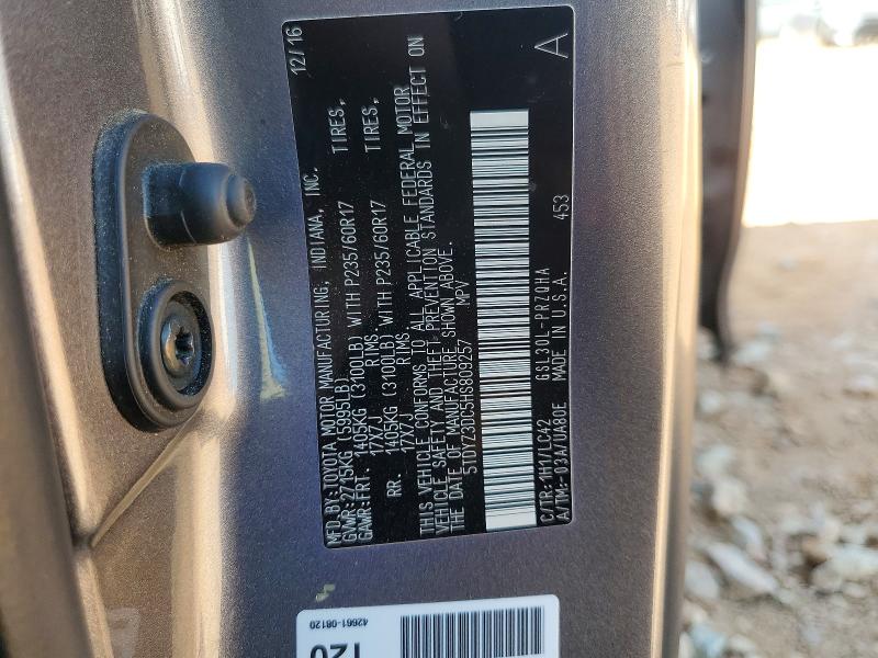 2017 Toyota Sienna მანქანა იყიდება აუქციონზე, vin: 5TDYZ3DC5HS809257, აუქციონის ნომერი: 68859096