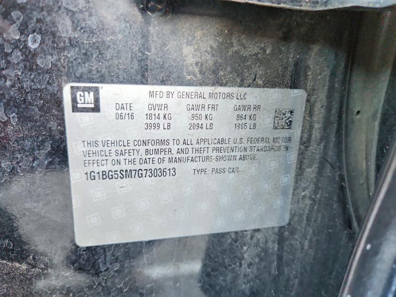 Продажа на аукционе авто 2016 Chevrolet Cruze, vin: 1G1BG5SM7G7303613, номер лота: 68261156