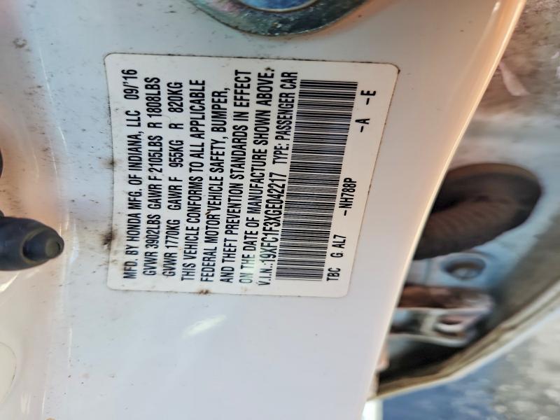 Aukcja sprzedaży 2016 Honda Civic, vin: 19XFC1F3XGE042217, numer aukcji: 69337746