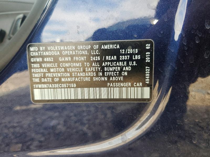 Продаж на аукціоні авто 2014 Volkswagen Passat, vin: 1VWBN7A33EC057159, номер лоту: 67221626