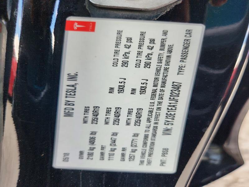 2018 Tesla Model 3 მანქანა იყიდება აუქციონზე, vin: 5YJ3E1EA1JF023487, აუქციონის ნომერი: 67442646