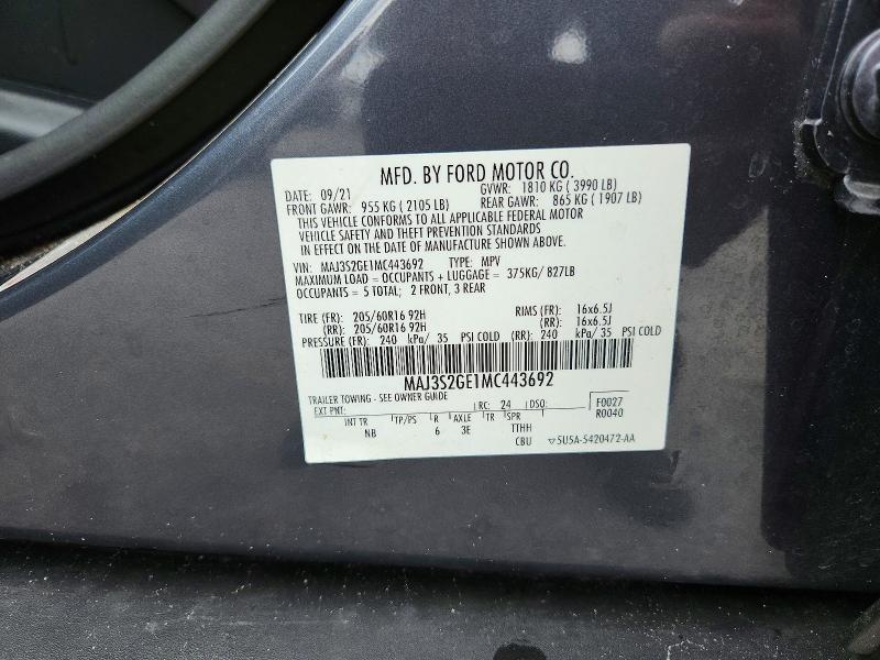Продаж на аукціоні авто 2021 Ford Ecosport, vin: MAJ3S2GE1MC443692, номер лоту: 67295326