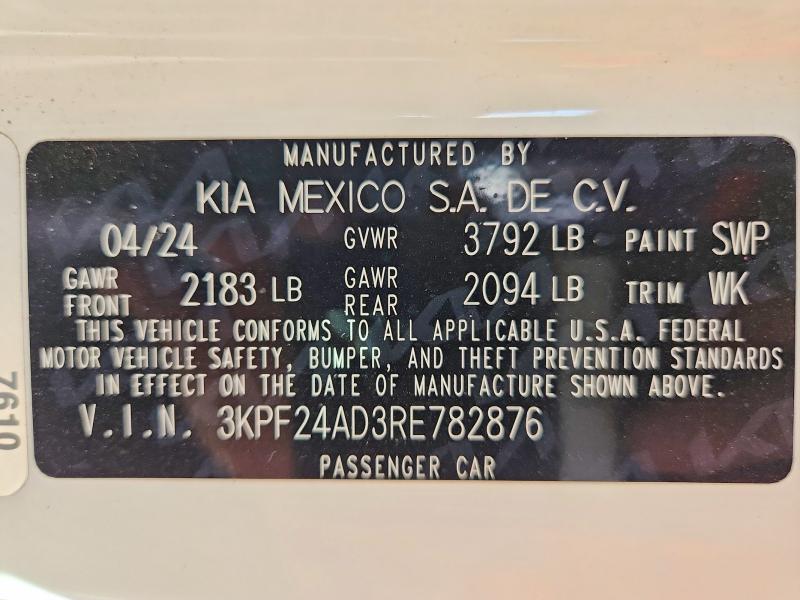Aukcja sprzedaży 2024 Kia Forte, vin: 3KPF24AD3RE782876, numer aukcji: 68640086