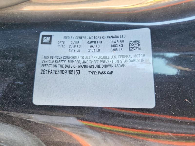 69808066 :رقم المزاد ، 2G1FA1E30D9165163 vin ، 2013 Chevrolet Camaro مزاد بيع