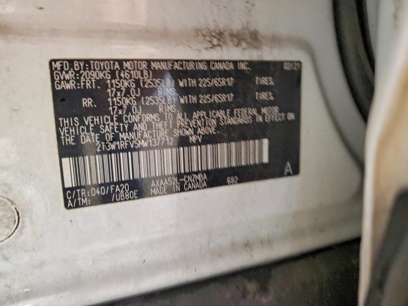 Продаж на аукціоні авто 2021 Toyota Rav4, vin: 2T3W1RFV5MW137712, номер лоту: 67465446