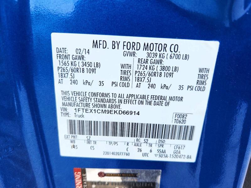 Aukcja sprzedaży 2014 Ford F150, vin: 1FTEX1CM9EKD66914, numer aukcji: 70054886