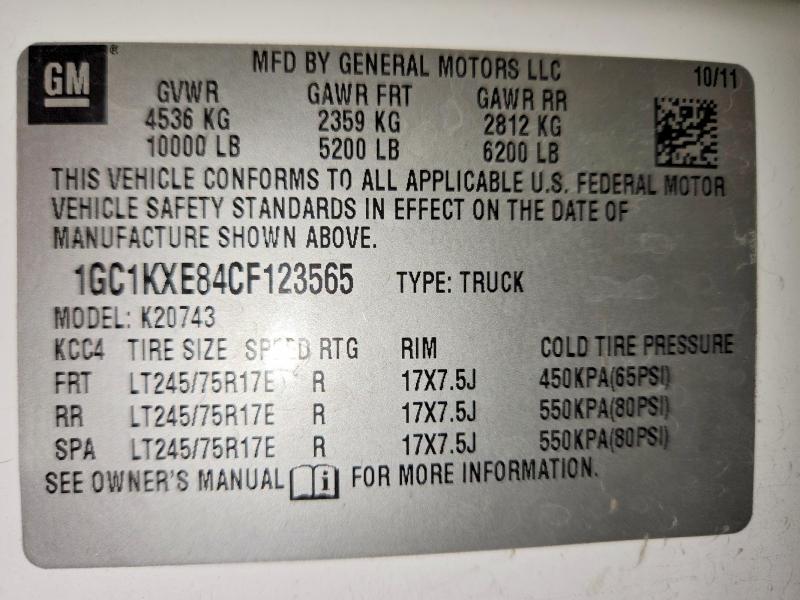 Продаж на аукціоні авто 2012 Chevrolet Silverado, vin: 1GC1KXE84CF123565, номер лоту: 70525506