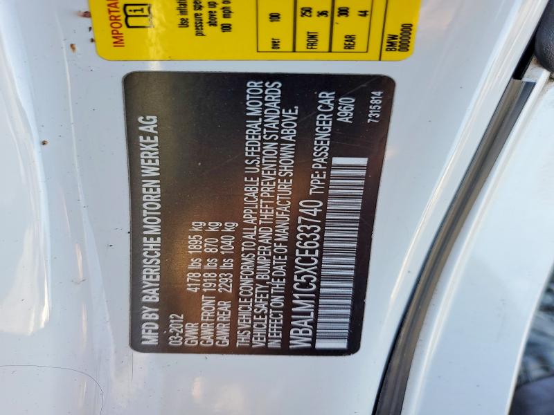 Aukcja sprzedaży 2012 Bmw Z4, vin: WBALM1C5XCE633740, numer aukcji: 68969746
