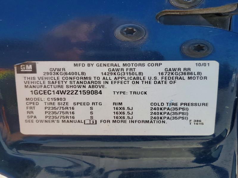 Aukcja sprzedaży 2002 Chevrolet Silverado, vin: 1GCEC14W22Z159084, numer aukcji: 70707896