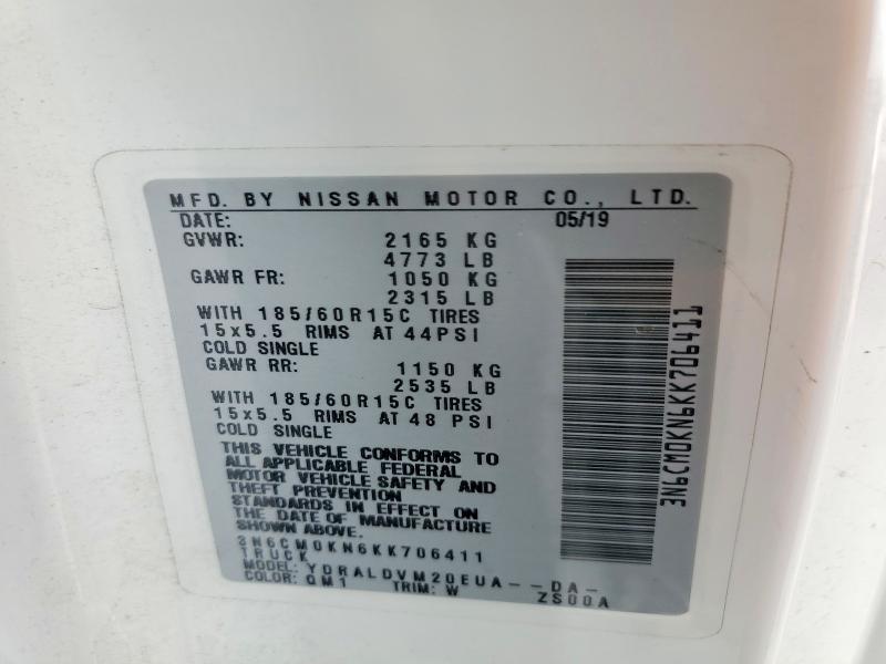 Aukcja sprzedaży 2019 Nissan Nv200, vin: 3N6CM0KN6KK706411, numer aukcji: 69567826