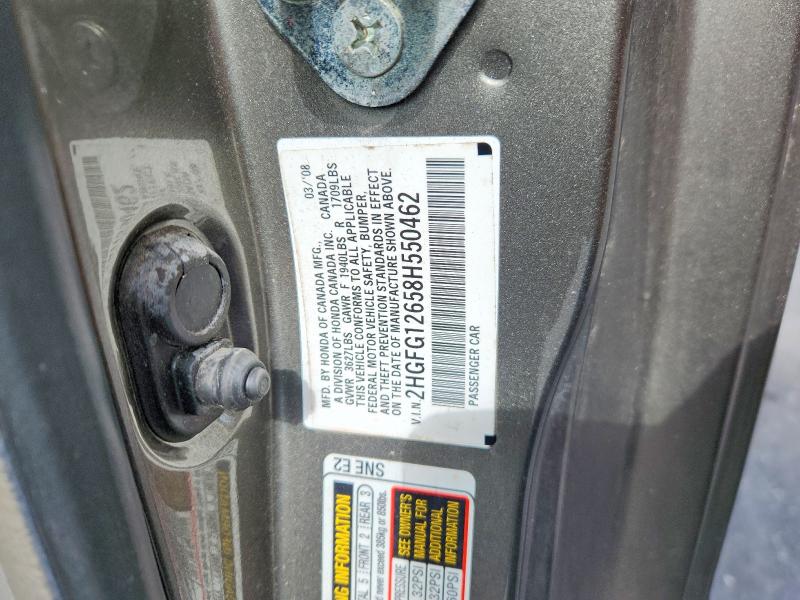 Aukcja sprzedaży 2008 Honda Civic, vin: 2HGFG12658H550462, numer aukcji: 70042866