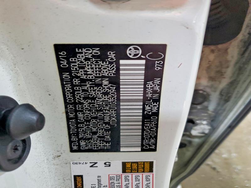 Продажа на аукционе авто 2016 Toyota Prius, vin: JTDKARFU1G3520947, номер лота: 69846596