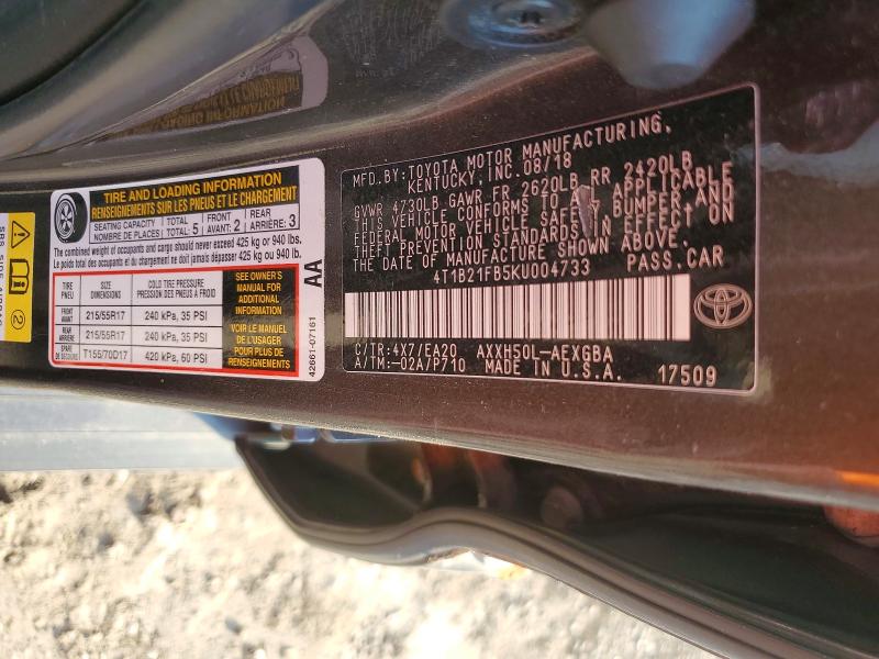 69903106 :رقم المزاد ، 4T1B21FB5KU004733 vin ، 2019 Toyota Avalon Hybrid مزاد بيع