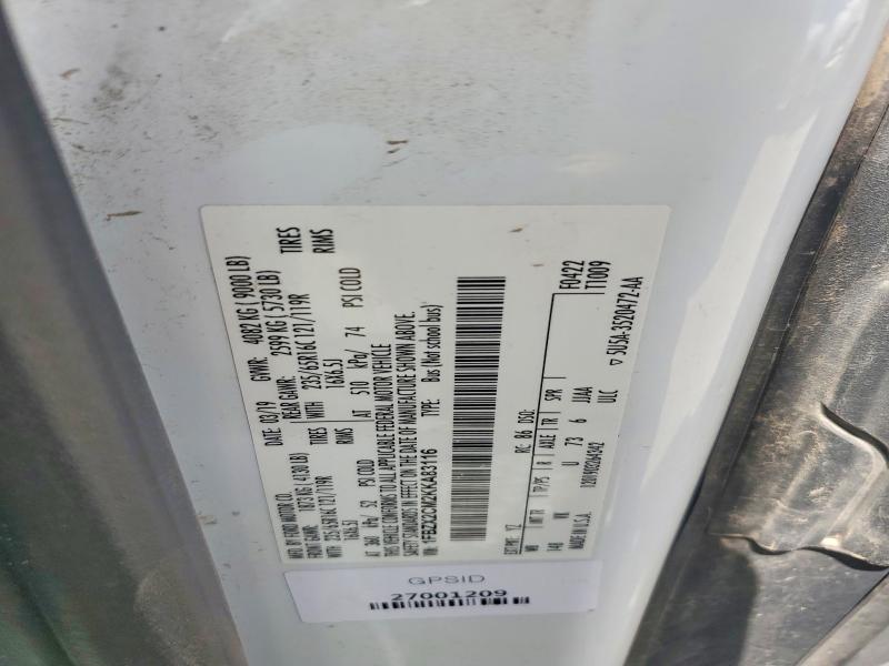 69908646 :رقم المزاد ، 1FBZX2CM2KKA83116 vin ، 2019 Ford Transit مزاد بيع