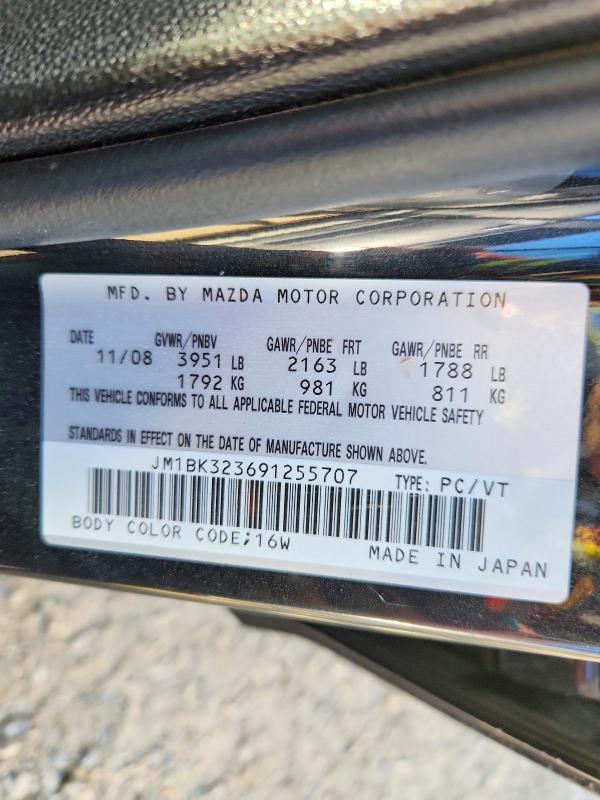 66704836 :رقم المزاد ، JM1BK323691255707 vin ، 2009 Mazda 3 مزاد بيع