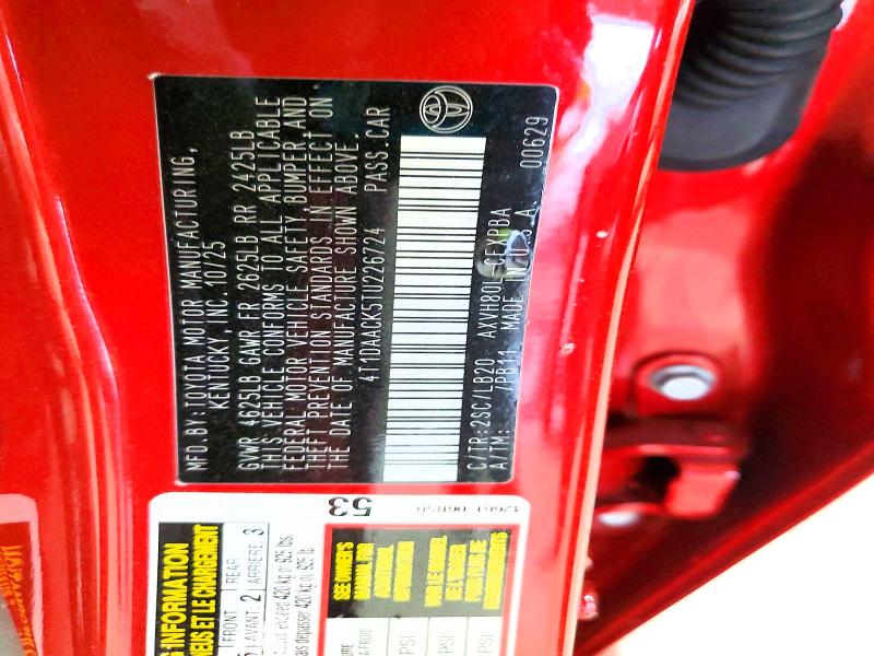 Aukcja sprzedaży 2026 Toyota Camry, vin: 4T1DAACK5TU226724, numer aukcji: 70700196