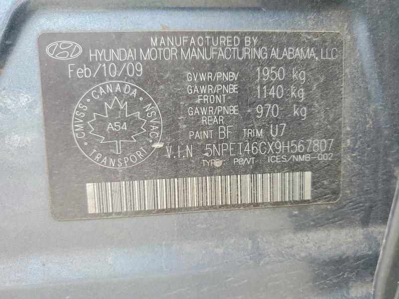 Aukcja sprzedaży 2009 Hyundai Sonata, vin: 5NPET46CX9H567807, numer aukcji: 69301786