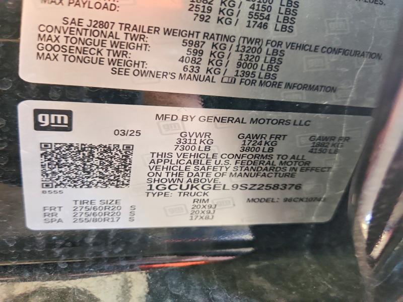 Aukcja sprzedaży 2025 Chevrolet Silverado, vin: 1GCUKGEL9SZ258376, numer aukcji: 67425246
