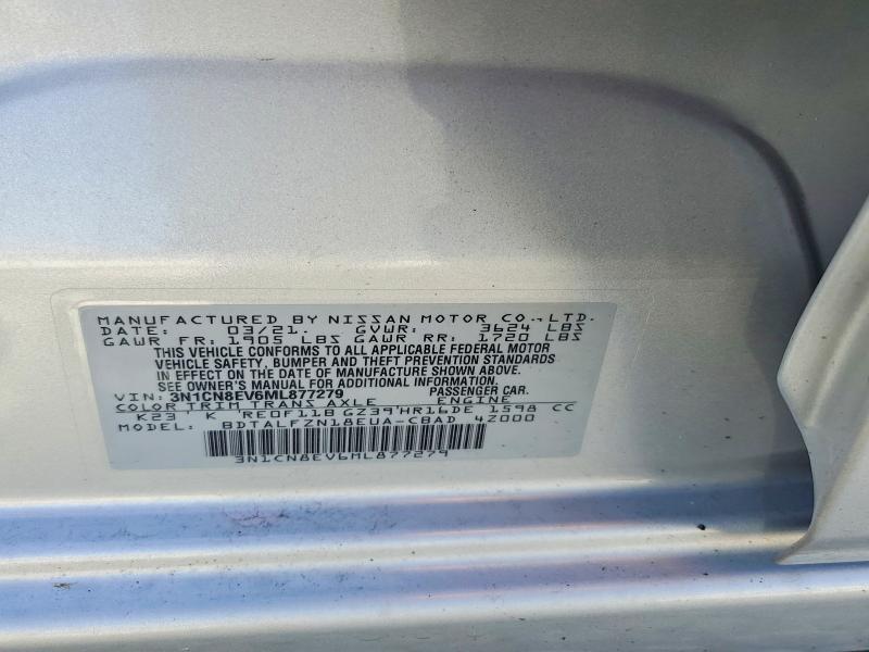 68446266 :رقم المزاد ، 3N1CN8EV6ML877279 vin ، 2021 Nissan Versa مزاد بيع