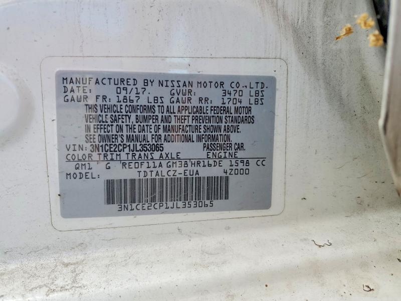 68645816 :رقم المزاد ، 3N1CE2CP1JL353065 vin ، 2018 Nissan Versa Note مزاد بيع