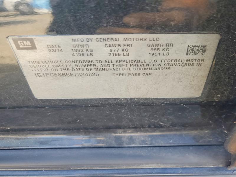 69148856 :رقم المزاد ، 1G1PC5SB6E7334025 vin ، 2014 Chevrolet Cruze مزاد بيع