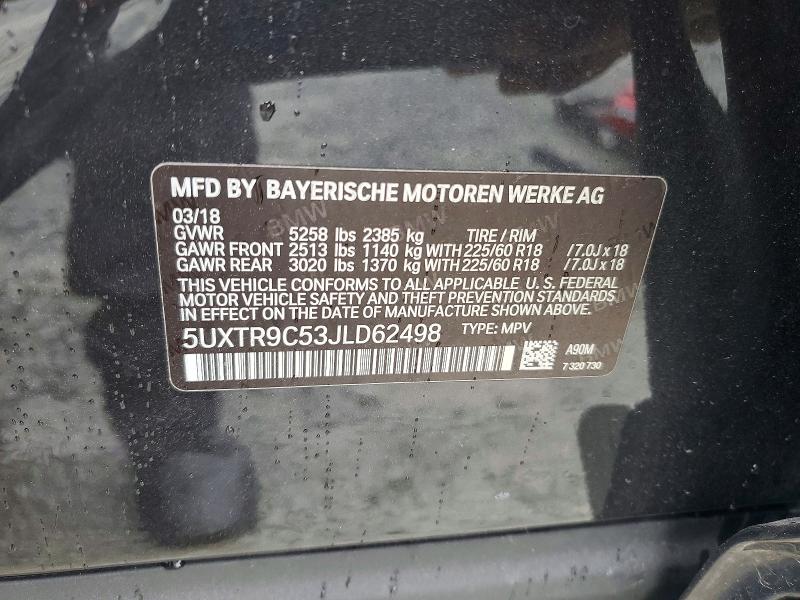 2018 Bmw X3 მანქანა იყიდება აუქციონზე, vin: 5UXTR9C53JLD62498, აუქციონის ნომერი: 69968386