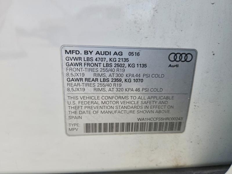 Aukcja sprzedaży 2017 Audi Q3, vin: WA1HCCFS5HR000243, numer aukcji: 67512886