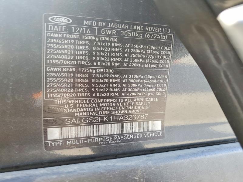 Продажа на аукционе авто 2017 Land Rover Range Rover, vin: SALGS2FK1HA326787, номер лота: 68826696
