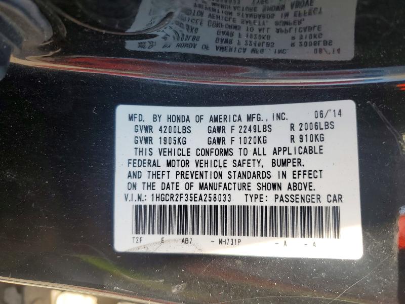 Продажа на аукционе авто 2014 Honda Accord, vin: 1HGCR2F35EA258033, номер лота: 67598736