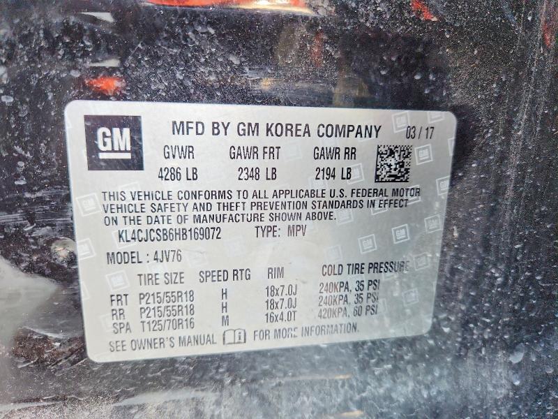 68047386 :رقم المزاد ، KL4CJCSB6HB169072 vin ، 2017 Buick Encore مزاد بيع